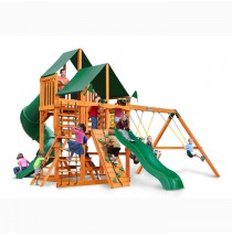  Great Skye I Swing Set w/ Amber Posts & Sunbrella Canvas Forest Green Canopy